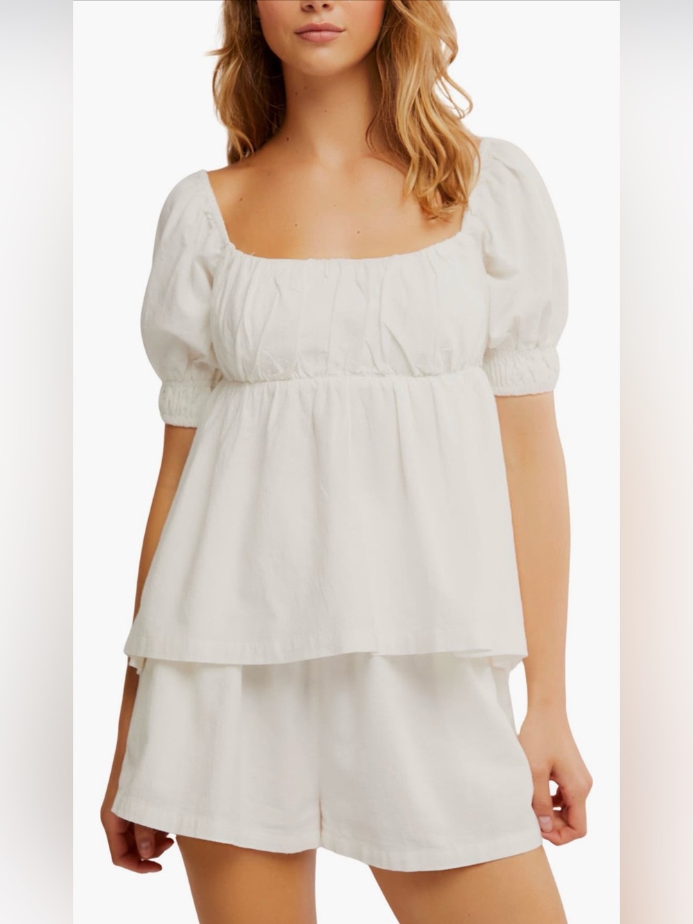 Free People Donnie Cotton Babydoll Top and Shorts Set NWT